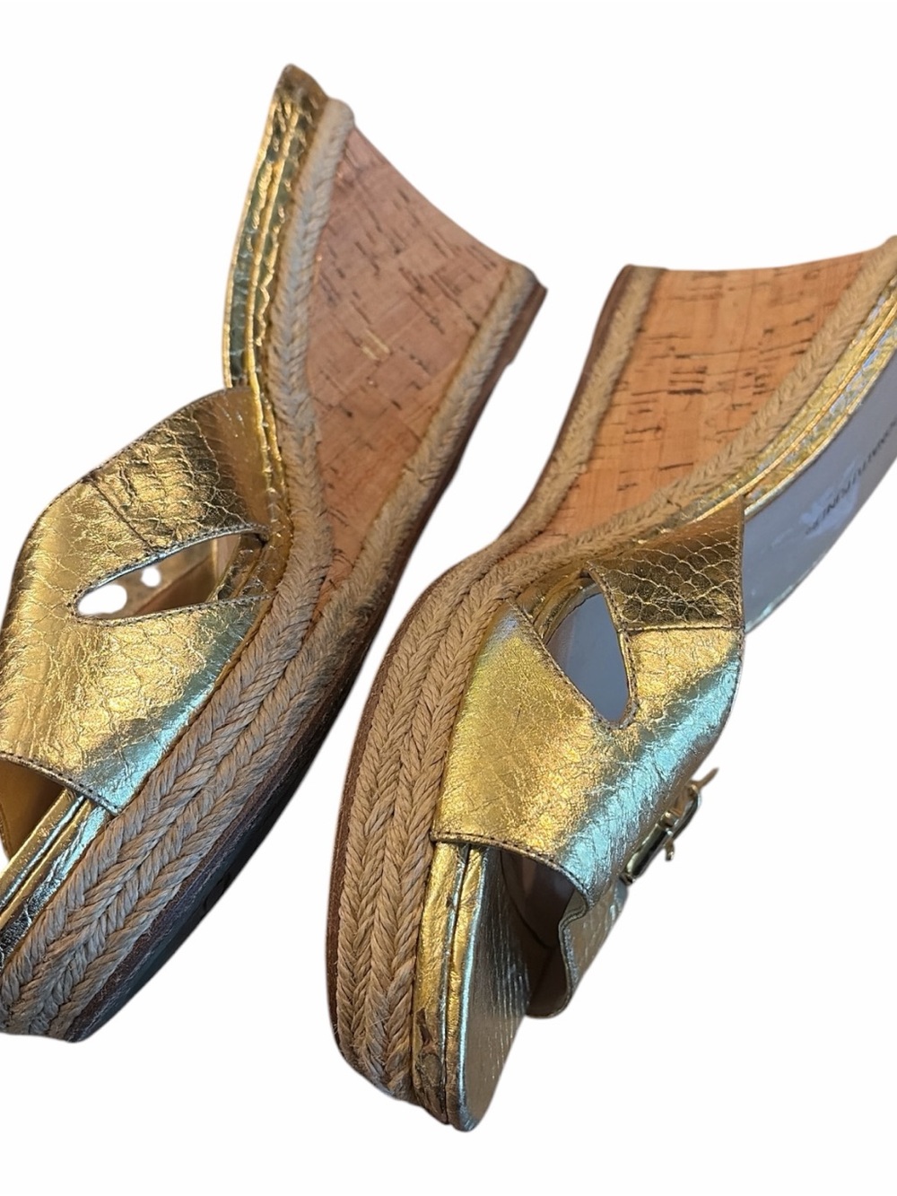 Donald J. Pliner Gold Metallic Espadrille Wedge Sandals
